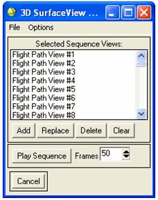 3D SurfaceView Motion Controls Dialog ENVI Classic s 3D SurfaceView function can be used to build an animation sequence or fly-through of the 3D visualization.