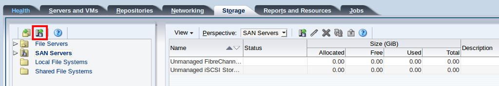 Discovering a SAN server (storage array) 3. The Discover SAN Server wizard is displayed. Enter a name for the SAN server and optional description.