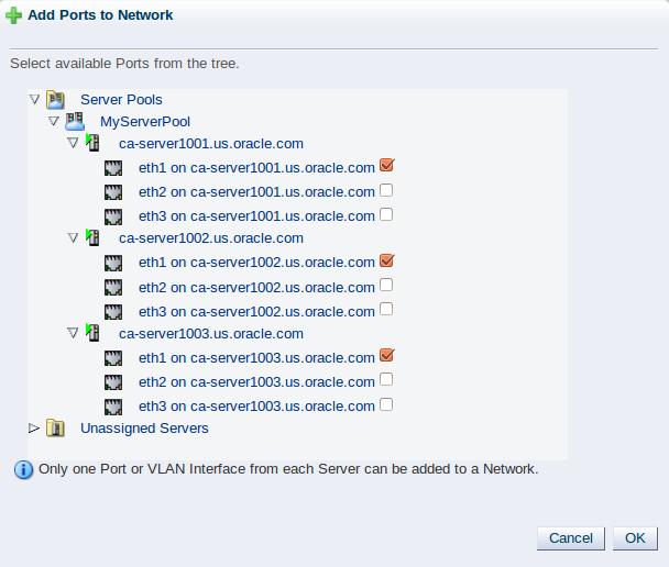 Creating a virtual machine network 5. The Add Ports to Network dialog box is displayed.