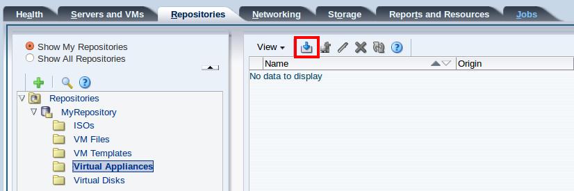 Importing a virtual machine template 2. Click Import Virtual Appliance... in the management pane toolbar. 3.