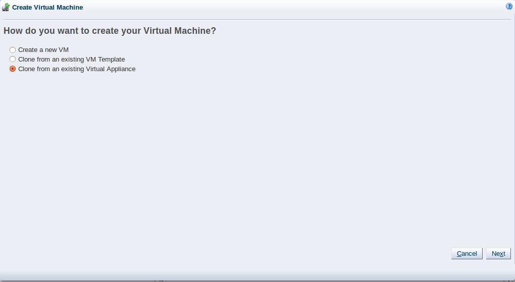 Creating a virtual machine from a virtual appliance 8.2 Creating a virtual machine from a virtual appliance This example uses the virtual appliance you imported in Section 7.