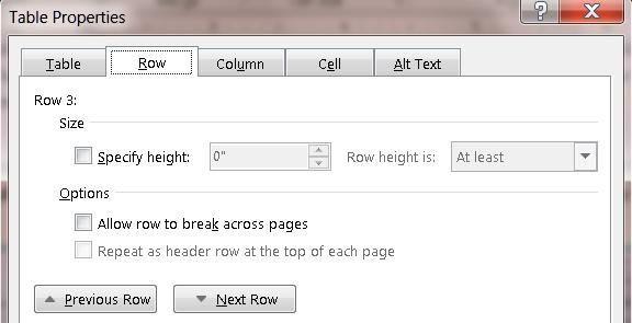 Select from one of the following options: Exactly When this option is chosen, the height of the row will remain exactly the specified height even if the font size is changed.