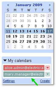 Note: If you cannot see your manager's events in your calendar, click the