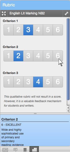 5.2. Qualitative Rubrics A third type of rubric, qualitative, can also be assigned to the document by the module convenor or the Technology Enhanced Learning team.