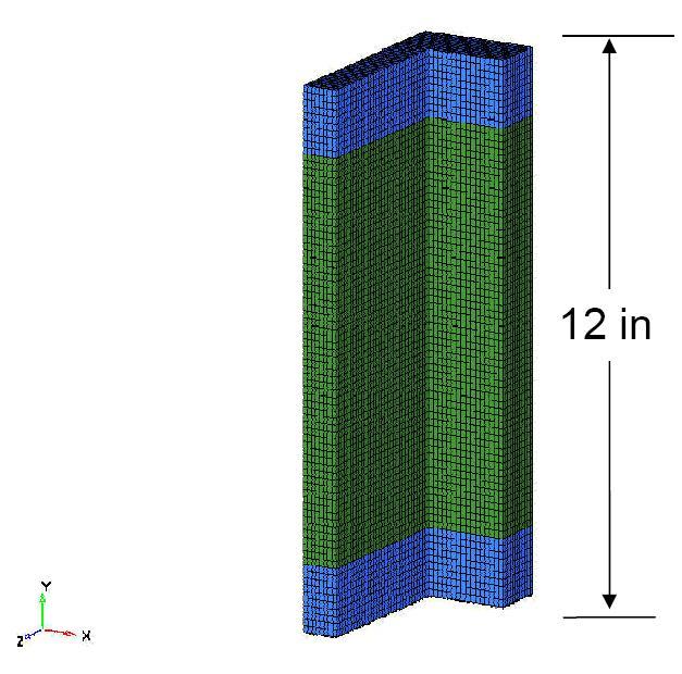Figure 13: Corner Post Topology Optimization Design Space Several design space volume fractions were analyzed, but the objective was always to create the stiffest structure possible with the allotted