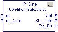 The P_Gate (Condition Gate Delay) Add-On Instruction provides a gate for a discrete signal and provides on-delay and off-delay timing for the gated signal.