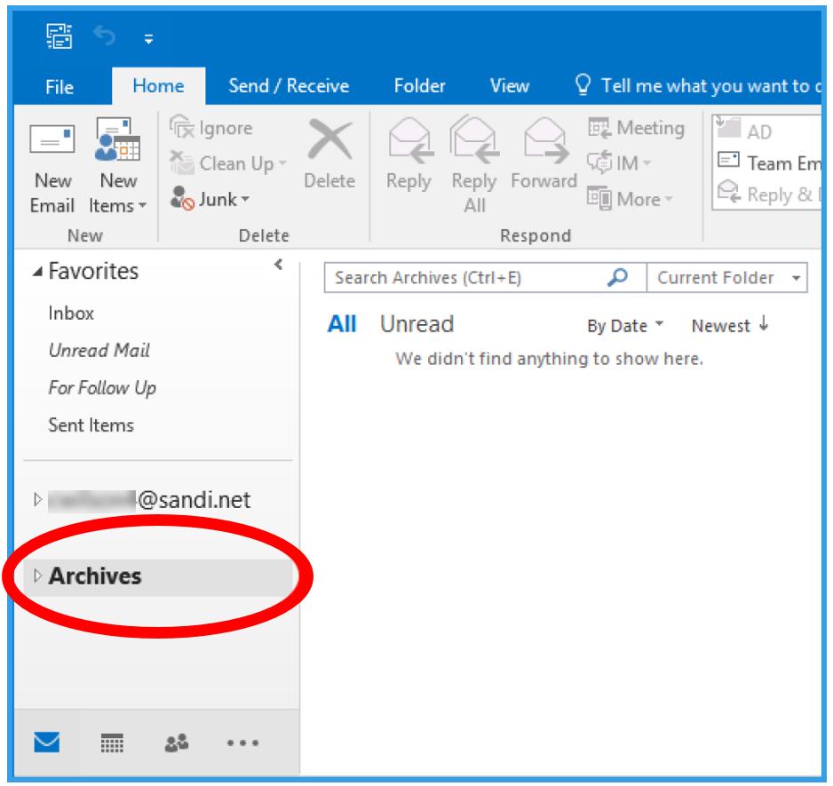 4. Once the manual archiving process is complete, the new PST file will automatically appear in Outlook.