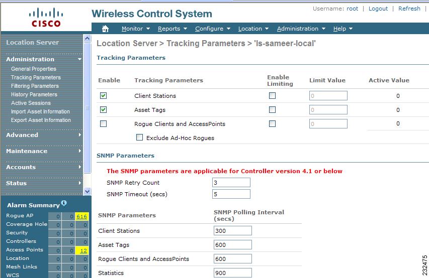 Important Notes Online help for Cisco WCS references a Not Tracked column in error In Cisco WCS, the Tracking Parameters window does not currently display a Not Tracked column as referenced in the