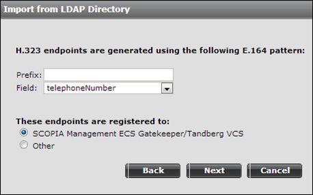 Configuring Your Scopia Video Gateway Deployment Figure 54: Configuring import settings for these endpoints 8.