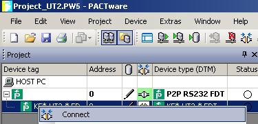 Configuration Establishing the Connection between the Device and PC 1.