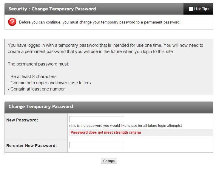 SCREEN 9: Change your Password >
