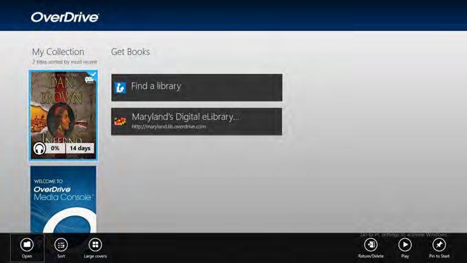Download audiobooks for Windows 8 From the Windows Store search for and Install the OverDrive Media Console app. (NOTE: the app can play MP3 audiobooks only see hbp://goo.