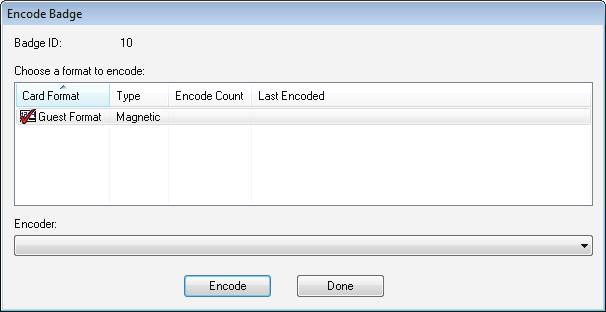 Click No, if you are assigning a new badge. Click Yes, if the card is lost or stolen. Figure 130 Question regarding the issue code 6 Click No. The Encode Badge window displays: Choose the encoder.