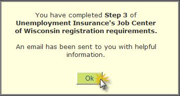 After clicking on the Save or Finish button, this message will appear on the screen, notifying you that your registration requirements are met. Click on the Ok button to continue.