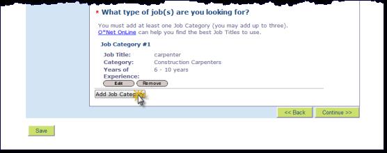 To add another job title, click on the Add Job Category button