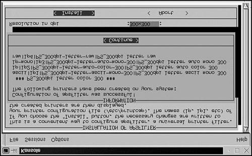 The YaST utility runs a script file to assist in creating the printer. When it is complete, a message box is displayed. Figure 18.5 shows a sample of the message window. Figure 18.5. Message Confirmation dialog window.
