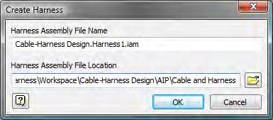 Access Create Harness Ribbon: Assemble tab > Begin panel File Creation Options You begin creating a cable and harness design by first creating a harness assembly in your assembly model.