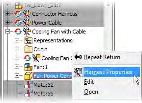 Part Property Access To edit the properties of an electrical part, you must first activate the harness assembly.