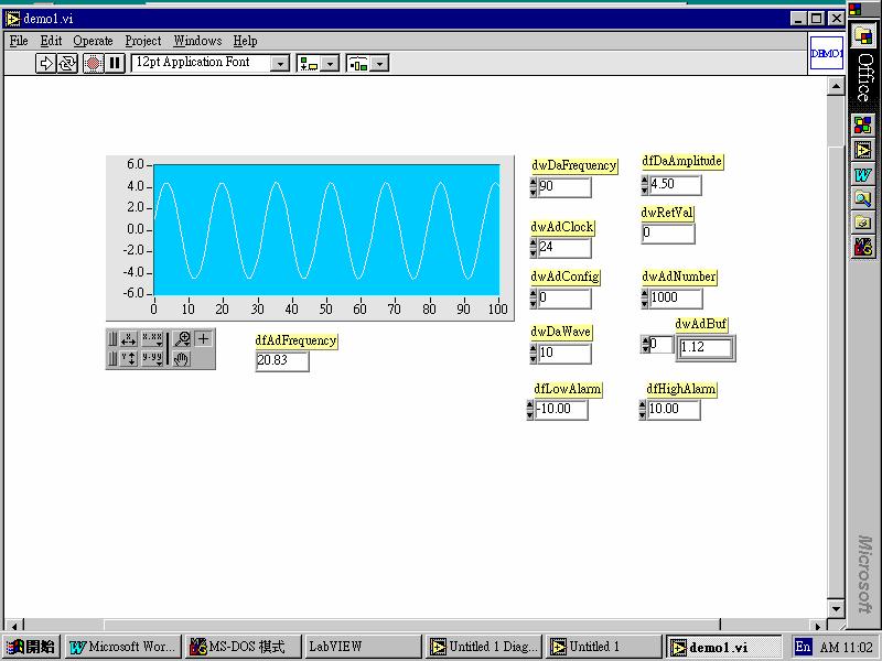 1.8 Using With LabVIEW LabVIEW is an industrial graphical programming language developed by National Instruments. P1202.Dll DLL DEMO1.VI Demo VI MFUN1.VI Driver VI NOTE: 1.