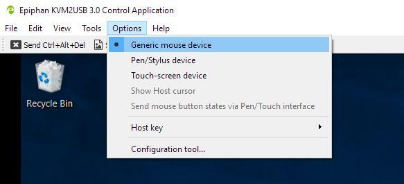 Mouse type Mouse type Depending on how you control your host computer (via mouse, pen and tablet, or touch screen), you may want to select a different mouse control type in the KVM App.