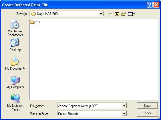 Generating Reports Deferred Printing Overview You can postpone printing a report and store it as a file to print at a later time.