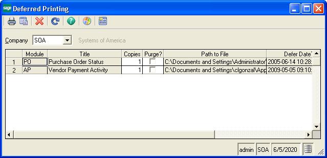 Generating Reports Printing a deferred report Select System Manager Tools menu > Deferred Printing.