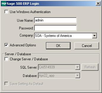 Starting Sage 500 ERP Logging On Procedure After you obtain a user name and password from your system administrator, start Sage 500 ERP.