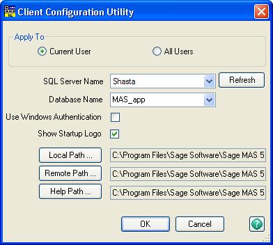 Starting Sage 500 ERP How to use Before starting the Client Configuration Utility, shut down Sage 500 ERP.