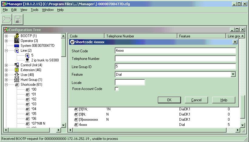 Shortcodes are configured from the Shortcode entry in the Configuration Tree. Click on Shortcode, and then on the screen to the right, click with the right mouse button and select New.