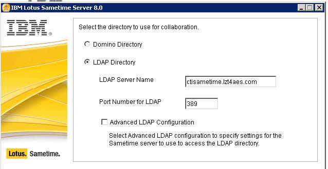 Preparing for the AE Services Integration for IBM Lotus Sametime Configuring Sametime directories and setting up the LDAP properties in the Avaya configuration properties file Sametime relies on