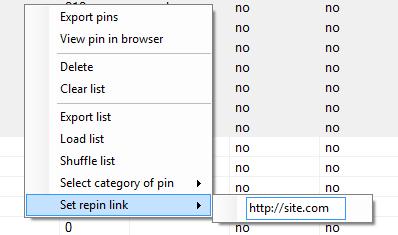 You don t always want to repin using the same link. For example you want to repin the first 10 items from your list with link http://link1.com and the next 10 items with link http://link2.com. It s now easy to do this.