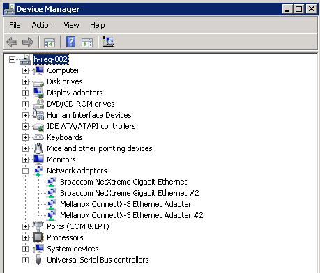 Step 1. Display the Device Manager. Step 2. Right-click one of Mellanox ConnectX Ethernet adapters (under Network adapters list) and left click Properties.