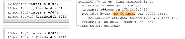 bandwidth Use the show interface command Note bandwidth command does not change the link s