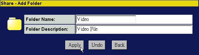 Add Folder To add a new Folder for file sharing: 1.