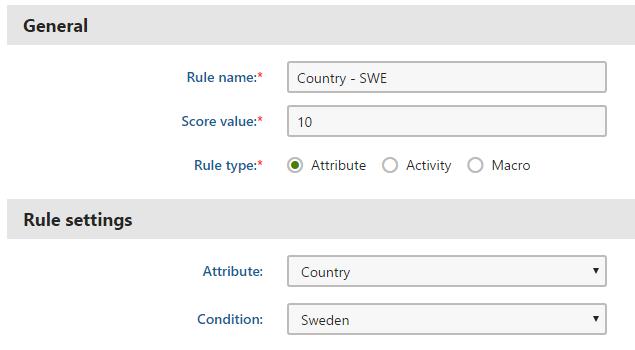 Is from Any of These Countries This macro rule allows you to set multiple countries in one rule, all of them with the same number of points.