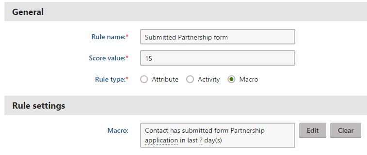 Selected a Specific Option in the Form This rule allows you to score your contacts based on options selected in their completed forms.