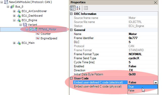To add user-defined code If you want to add your own code, set "Embed user-defined C code (electrical)" or "Embed user-defined C code (physical)" to "True". To apply the changes, click Save.