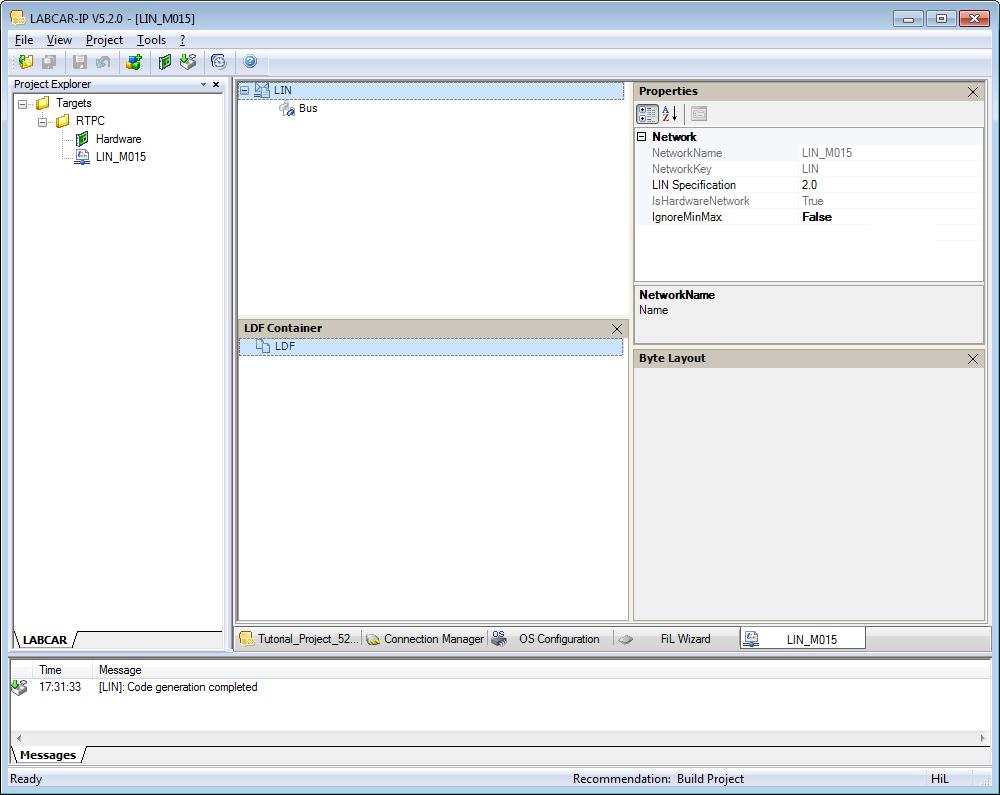 ETAS Working with LABCAR-IP 3.7.2 The LIN Editor To open the LIN Editor, double-click the LIN module in the Project Explorer. Fig.