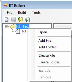 Right-click the project folder. The shortcut menu opens. Use Create... to create new files or folders. Use Add.