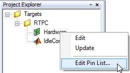 Working with LABCAR-IP ETAS Right-click and select Edit Pin List. The "ECU Pin & HW Pin Lists properties" window opens. Select the "Hardware Pin List" tab.