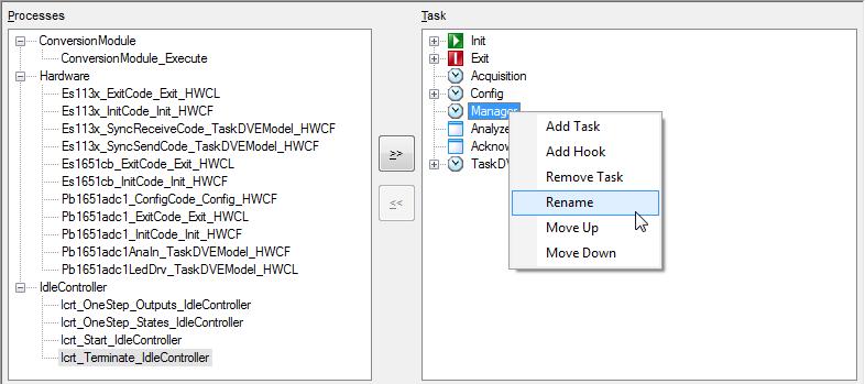 Working with LABCAR-IP ETAS Select Add Task from the shortcut menu. To rename a task A new task with the name "Task_n" (n is a sequential number) is added. Select the task to be renamed.