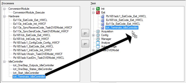 Working with LABCAR-IP ETAS Drag it, keeping the mouse button pressed down, to the process under which it is to be assigned. The process is added under the selected process.