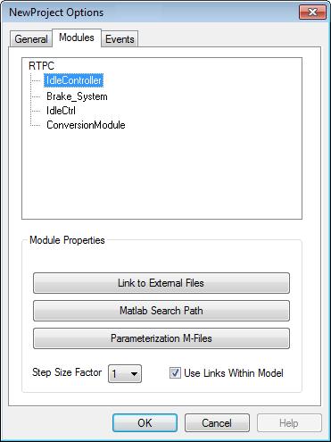 Working with LABCAR-IP ETAS To select external data sources Select Project Options from the main menu.