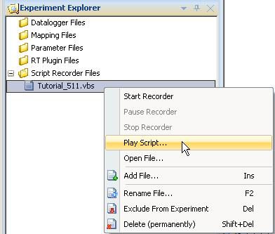 experiment environment. To stop the recording, select Stop Recorder from the shortcut menu.