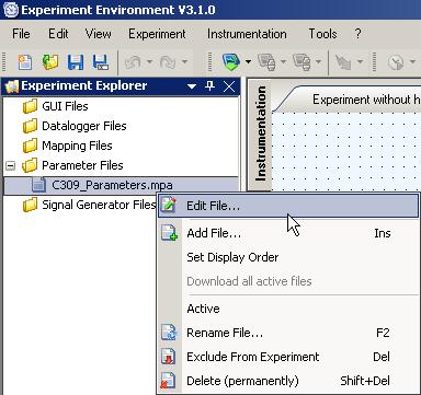 To edit a parameter file To edit a parameter file, double-click it or In the