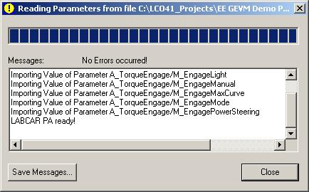 ETAS Experiment Environment - an Overview ETAS To select a file Click the Import Data button. A file selector window opens. Select the type of file. Enter a file name or select a file. Click Open.