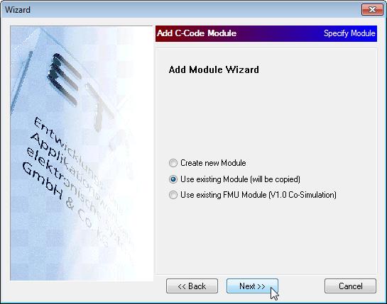 Select "Add C-Code Module". Click Next.