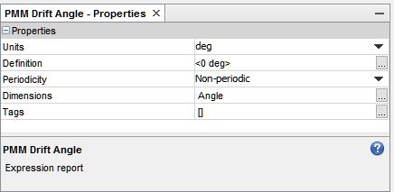 PMM Parameters Like in the other tests, motions are driven parametrically by Expression Reports.