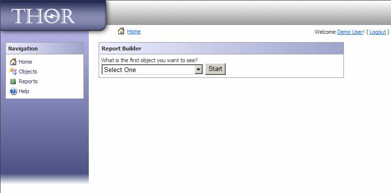 Reporting The Reports page first displays the Report Builder web part, which allows you to start