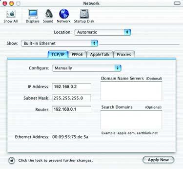 the Router IP Address in the appropriate fields Input the Domain Name Server address.